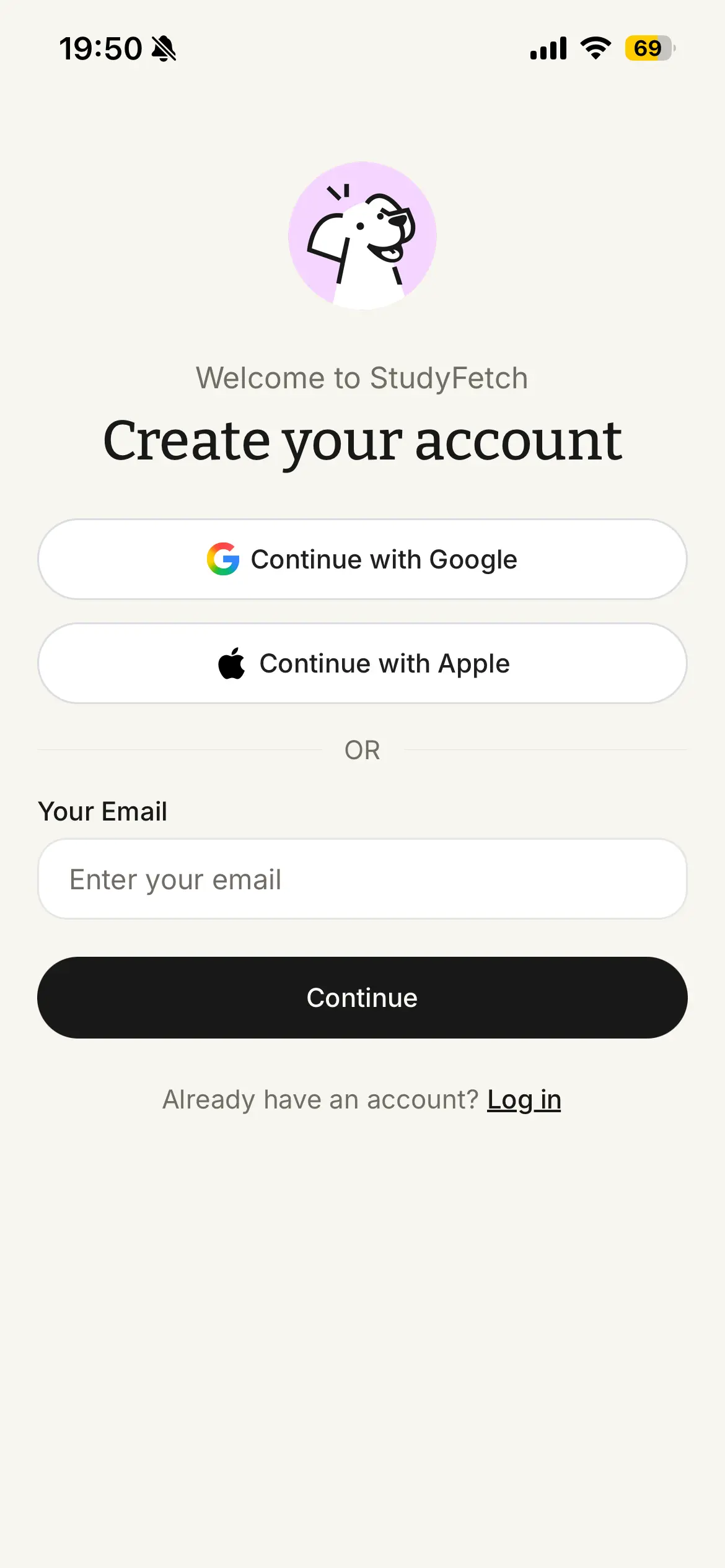 StudyFetch onboarding screen 1 of 13