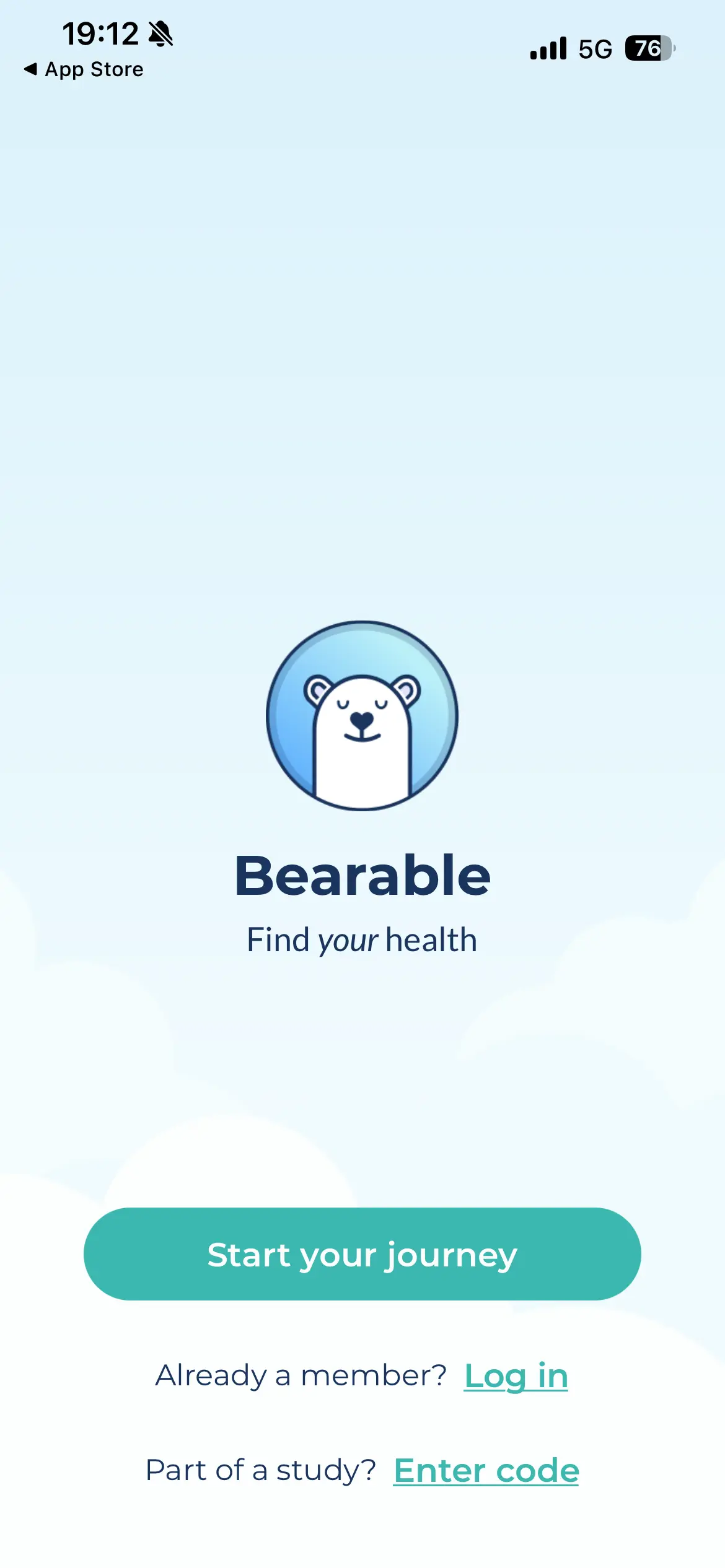Bearable onboarding screen 1 of 37