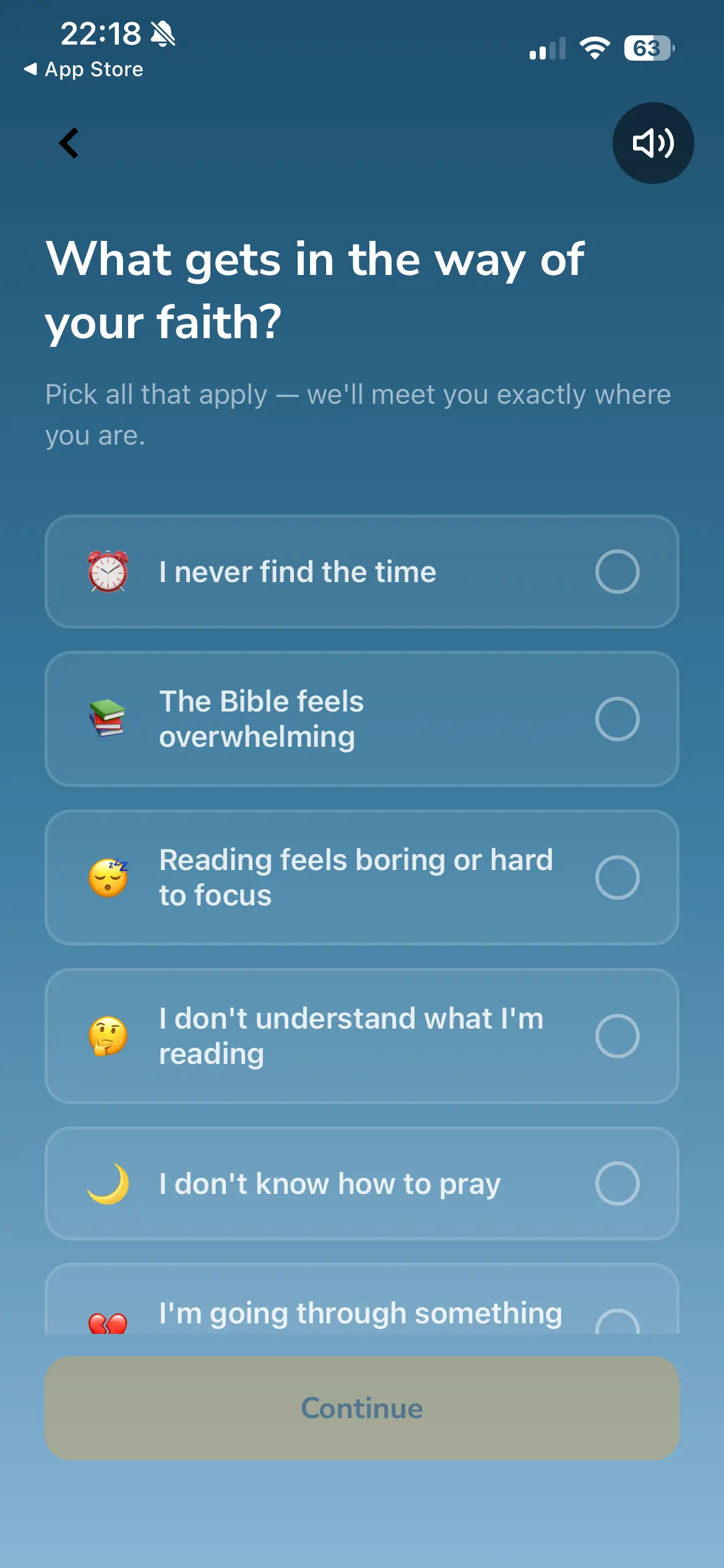 Sacred shorts onboarding screen 5 of 21