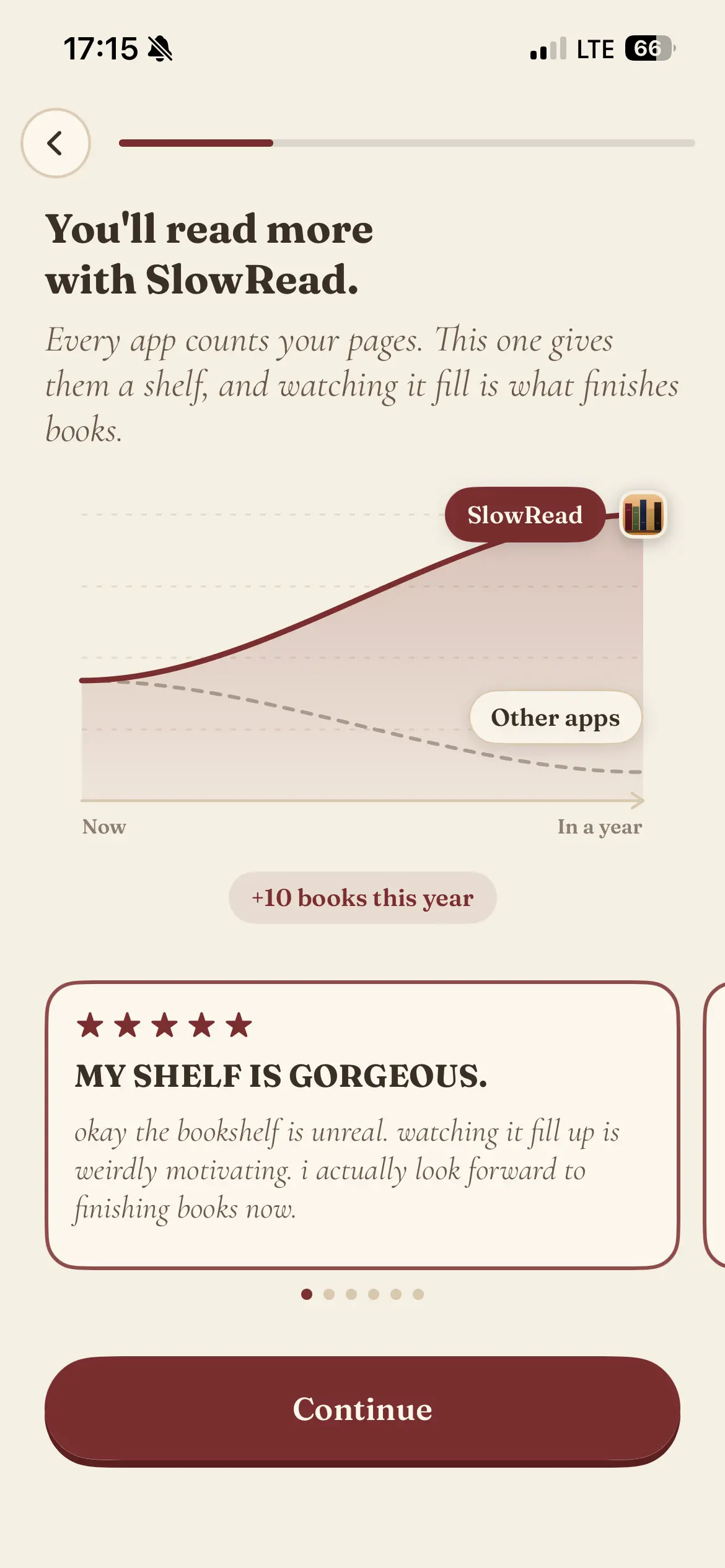SlowRead onboarding screen 5 of 20