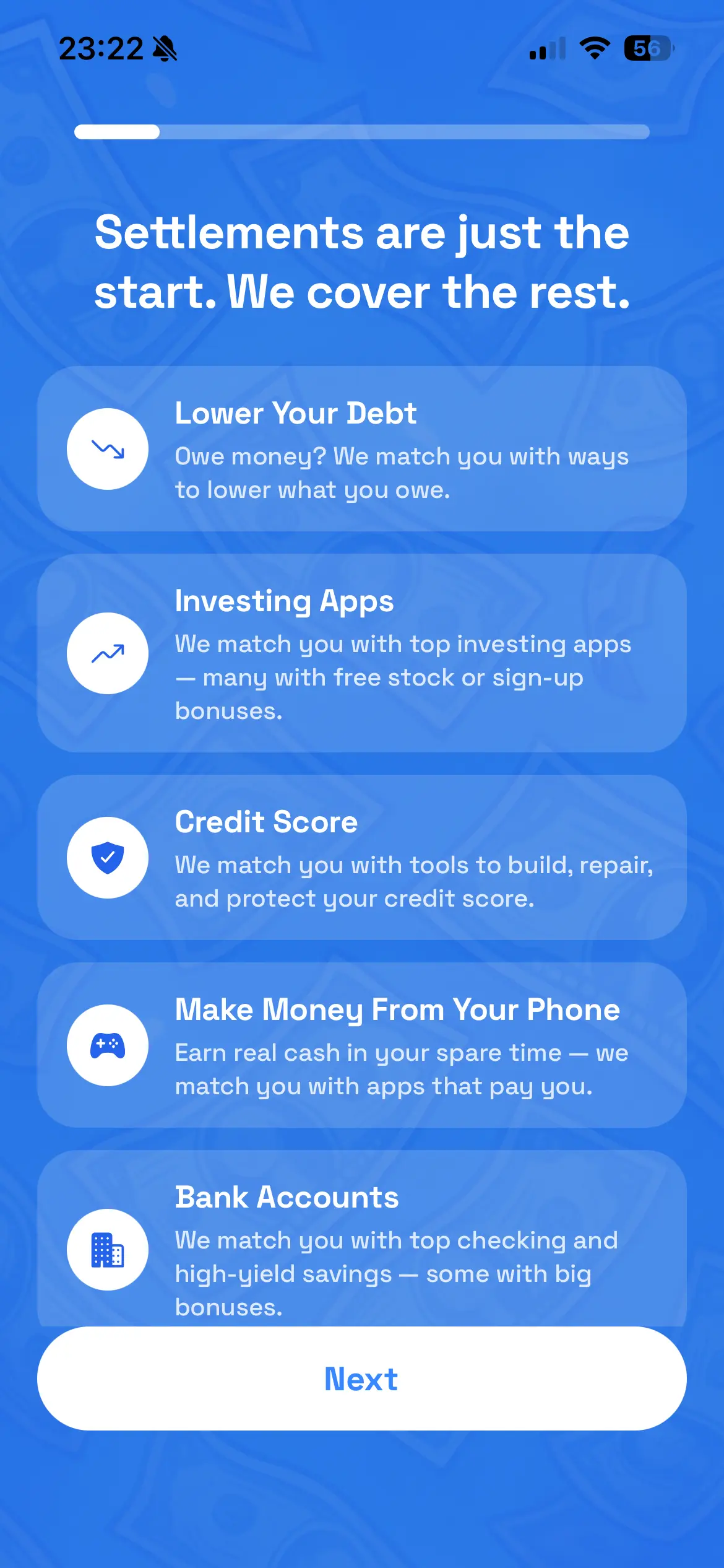Payout onboarding screen 5