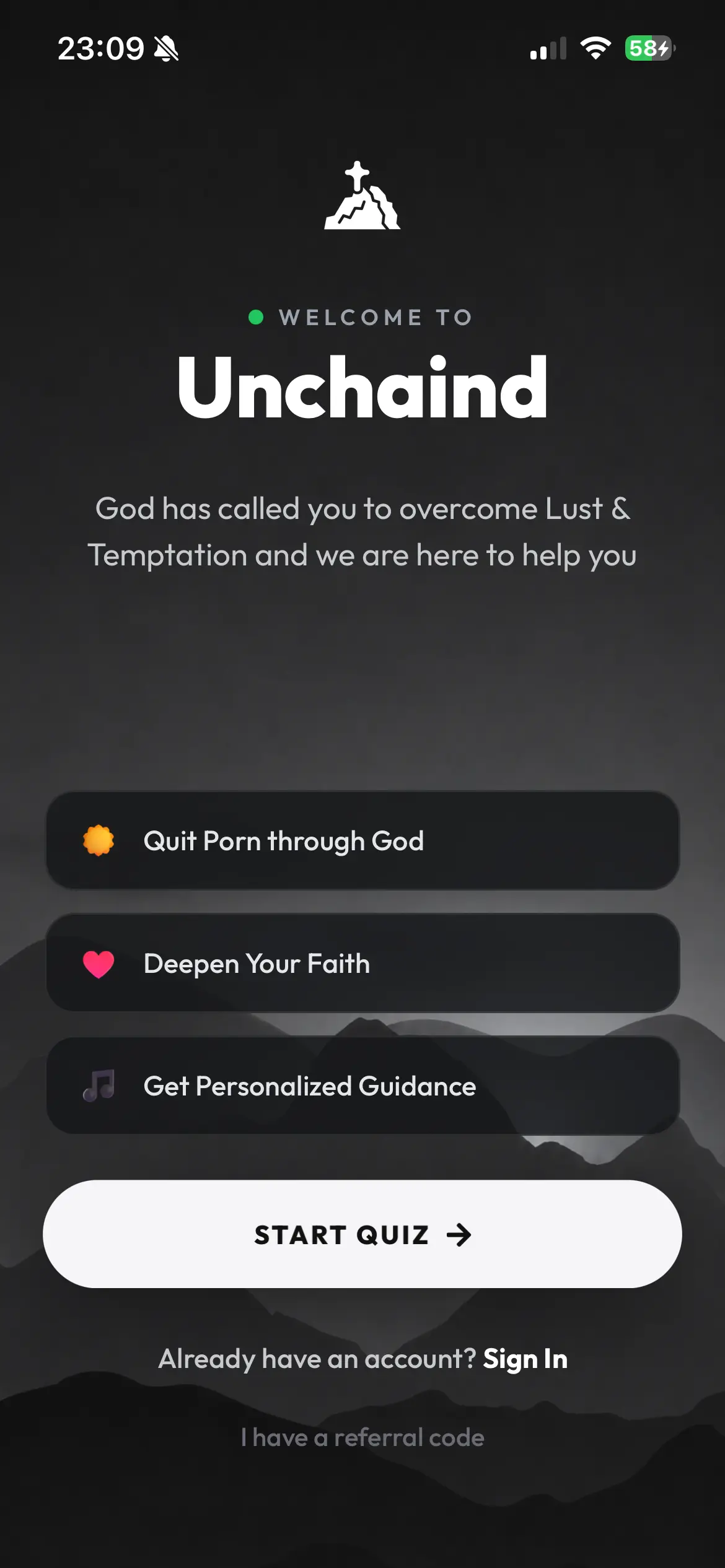 Unchained onboarding screen 2