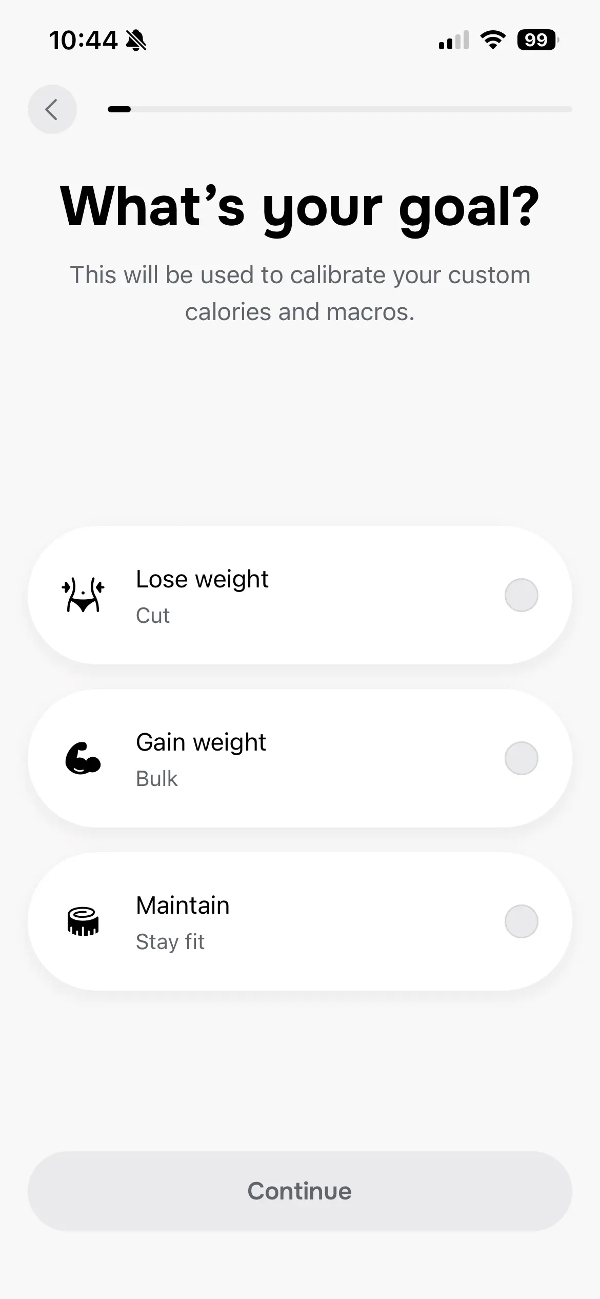MenuFit onboarding screen 2 of 32