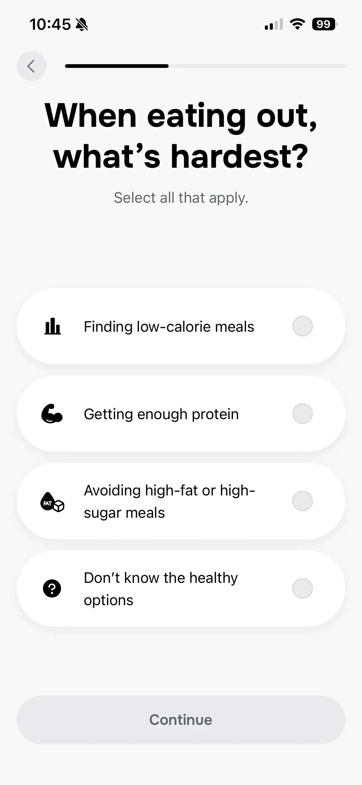 MenuFit onboarding screen 5 of 32