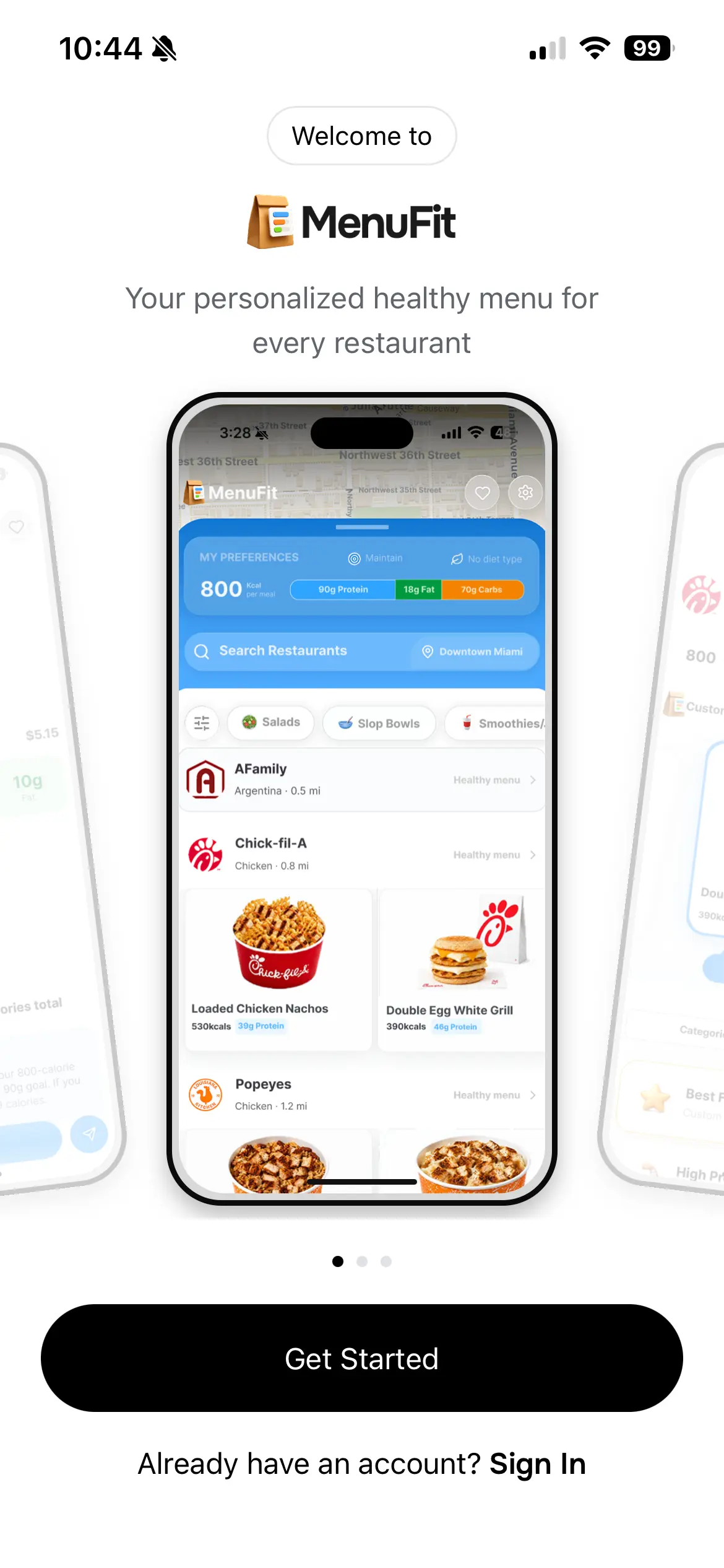 MenuFit onboarding screen 1 of 32
