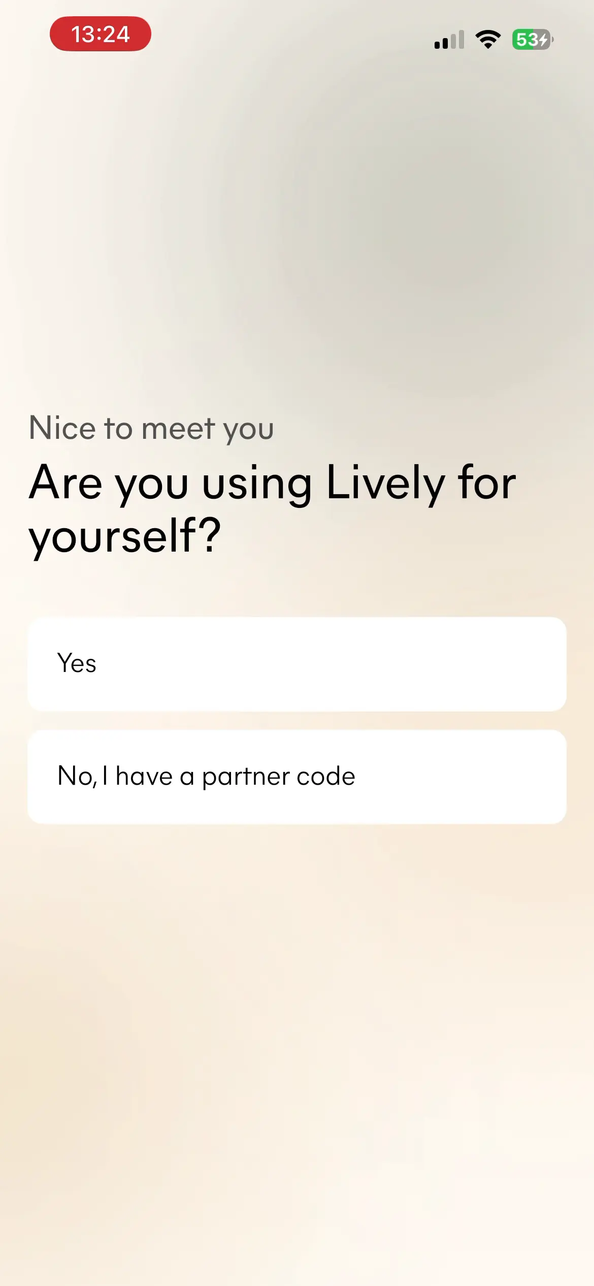Lively onboarding screen 4 of 29