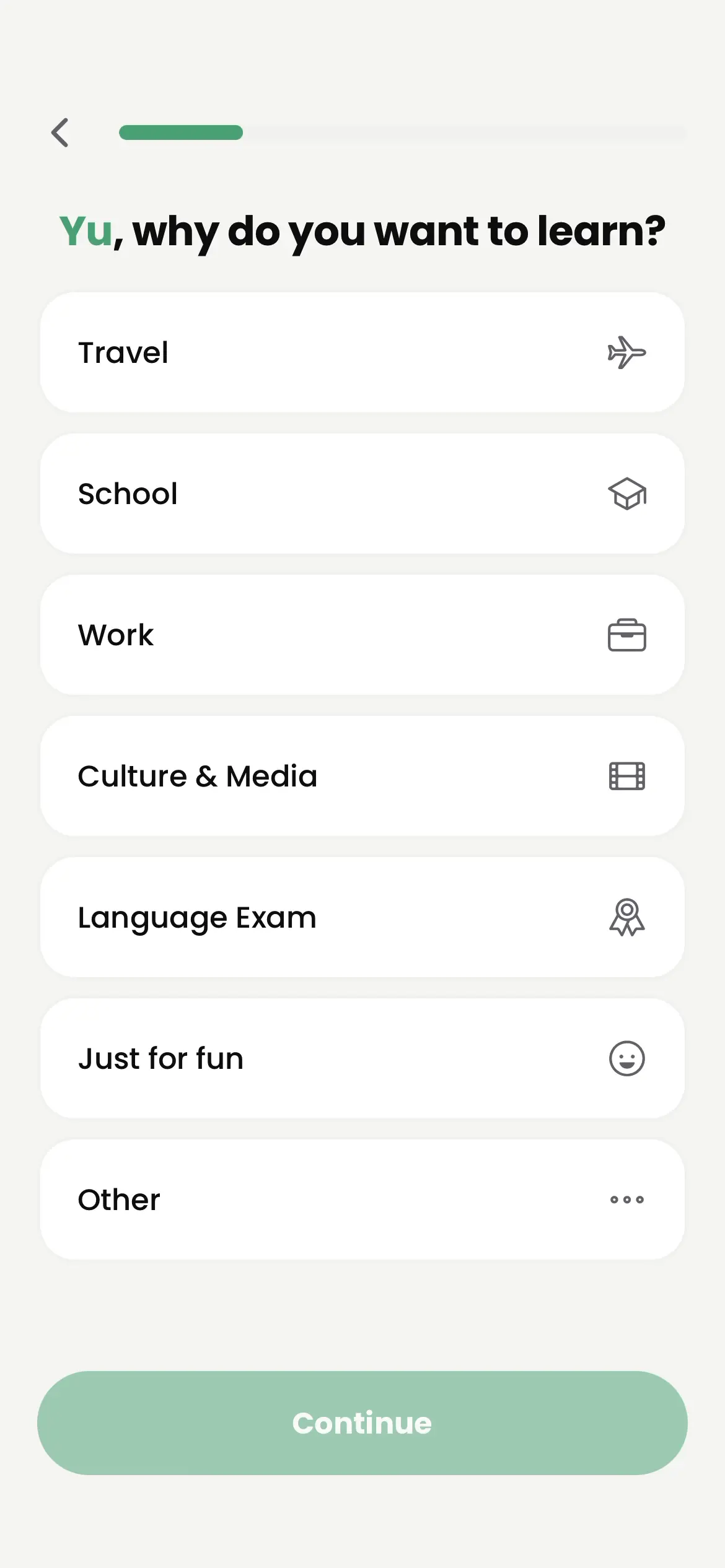 Verbi onboarding screen 5 of 34